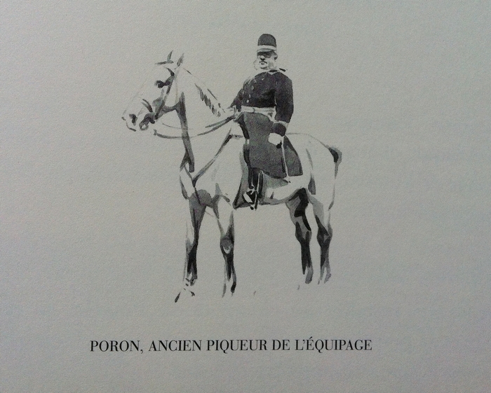 Poron, piqueux de l'équipage - Illustration tirée de l'ouvrage La Vénerie française contemporaine (1914) - Le Goupy (Paris)